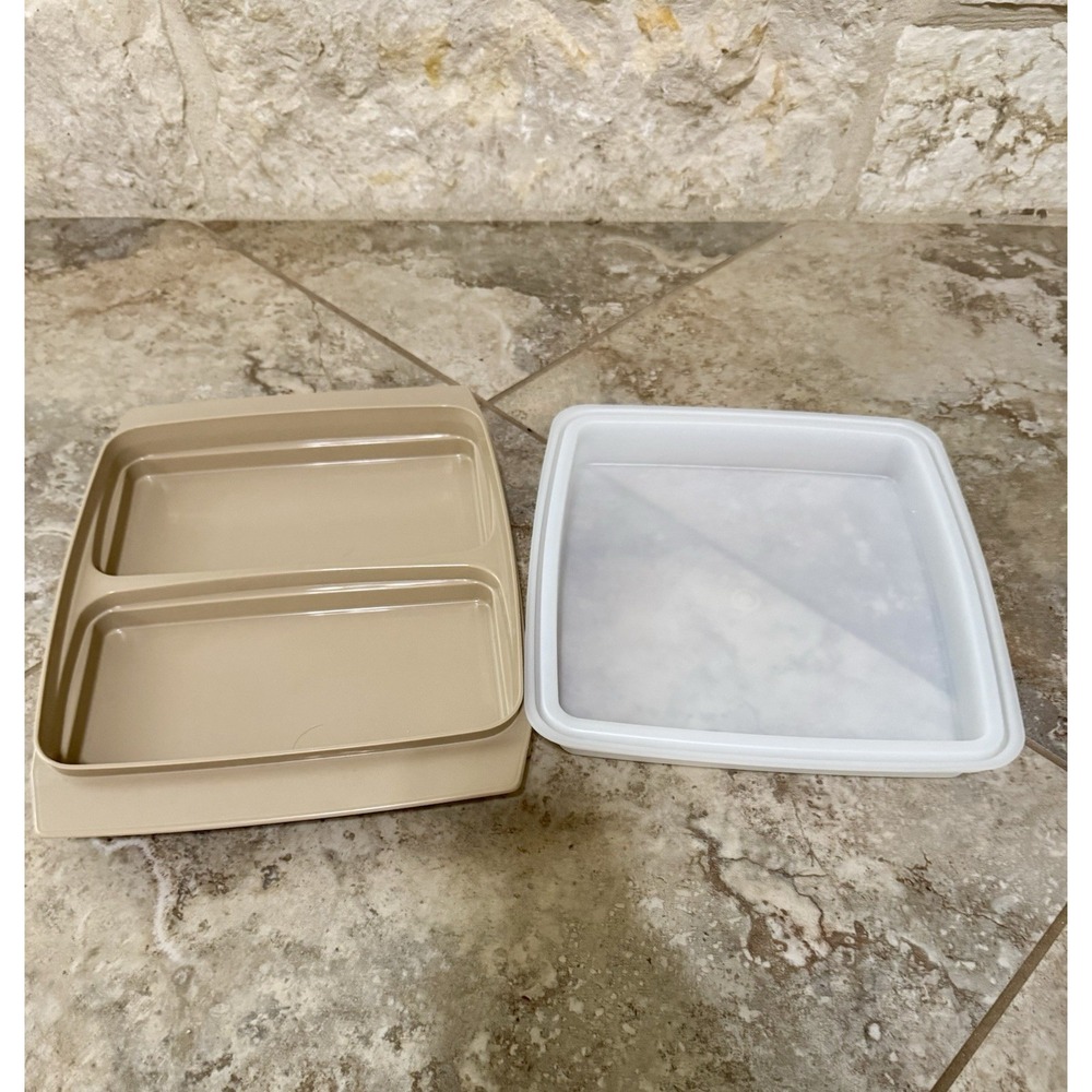 Vintage Beige Tupperware Deviled‎ Egg Keeper Carrier Tray No Inserts